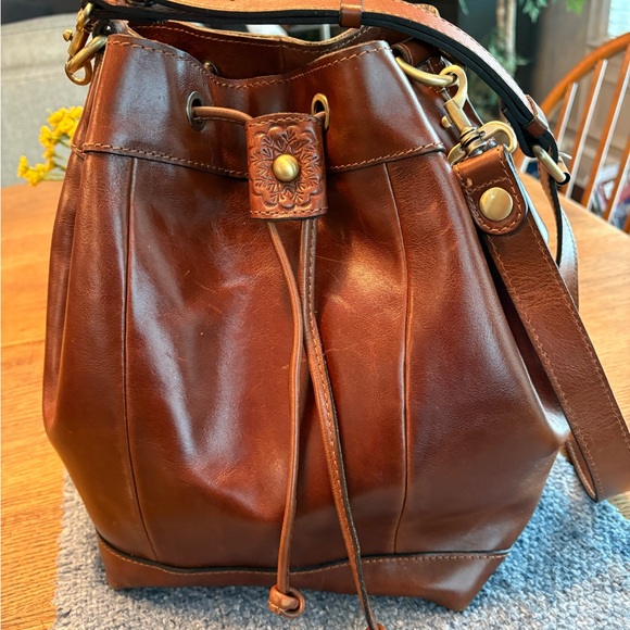 Patricia Nash Rich Brown Leather Shoulder Bag - Picture 1 of 7